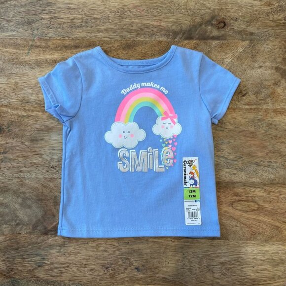 5/$20 NEW Girls 12M Daddy Makes Me Smile Rainbow Tee - Picture 1 of 3